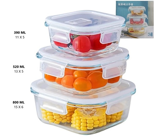 Set 3 Taper Hermeticos de Vidrio 370ii